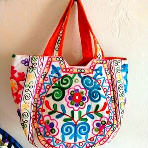 Big hand embroidered purse from India